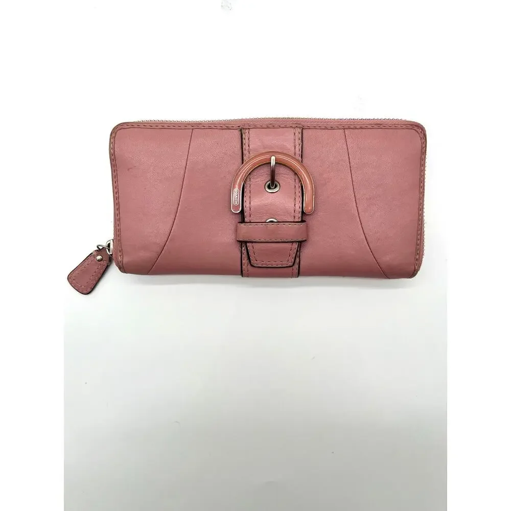 COACH SOHO Buckle Y2K Vintage Wallet, Leather Dusty Rose Pink